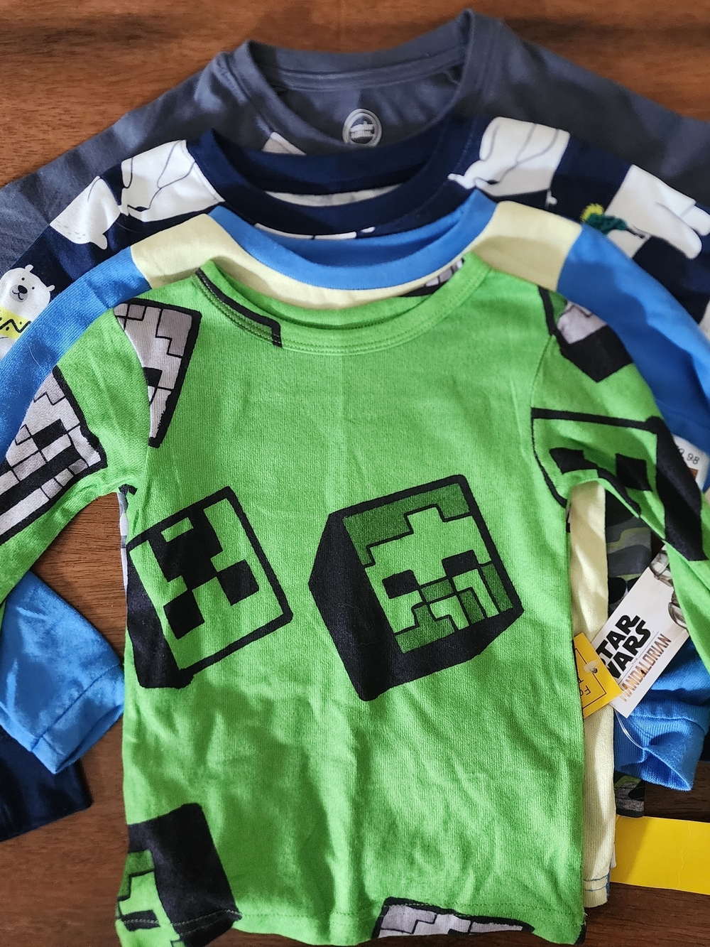 Minecraft Green Creeper Long-Sleeve Kids Tee